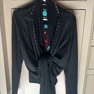 Double D Ranch Black Cardigan with Colorful Embroidery